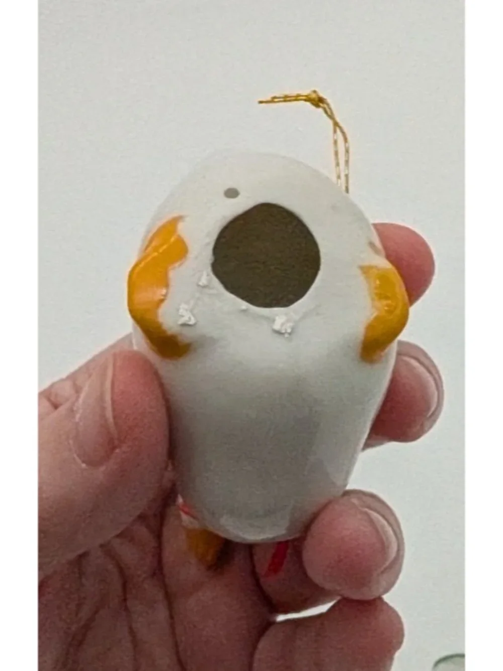 lot of 3 WHITE CERAMIC DUCK GOOSE geese w/RED BOW 2.5” ORNAMENT